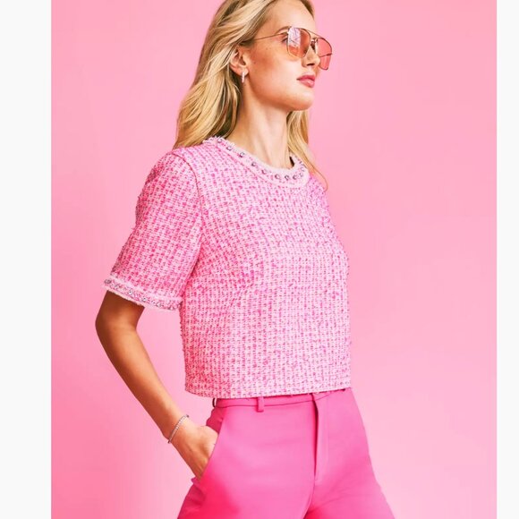Lilly Pulitzer Tops - NEW Lilly Pulitzer Folie Top in Pink Palms Fantasy Boucle